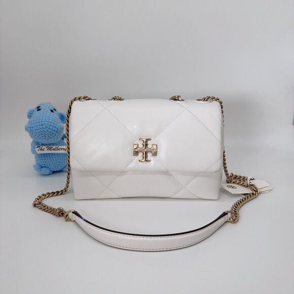 Tory Burch Small Kira Diamond Quilt Leather Shoulder Bag Crossbody 154706 Blanc - Picture 1 of 11